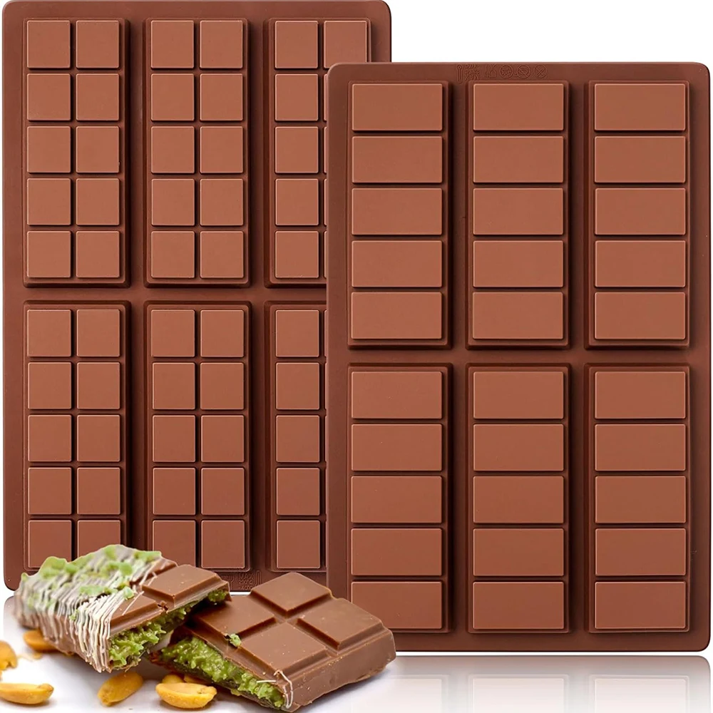 Chocolate Bar Molds Silicone Snap Deep Moulds for Filling Dubai Wax Candy Energy Protein Bars,Food Grade Non stick Handmade Gift