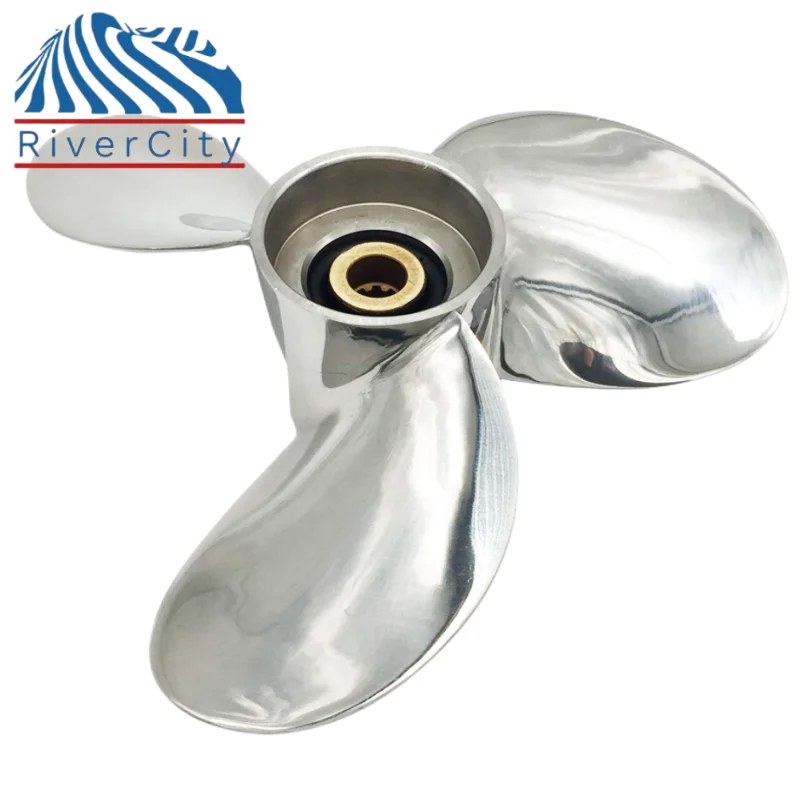 RiverCity Boat Propeller 7 1/2x8 For Yamaha motor 4hp 5hp 6hp Stainless Steel 3 Blade 9 Spline Marine Engine Part SS prop 7.5x8