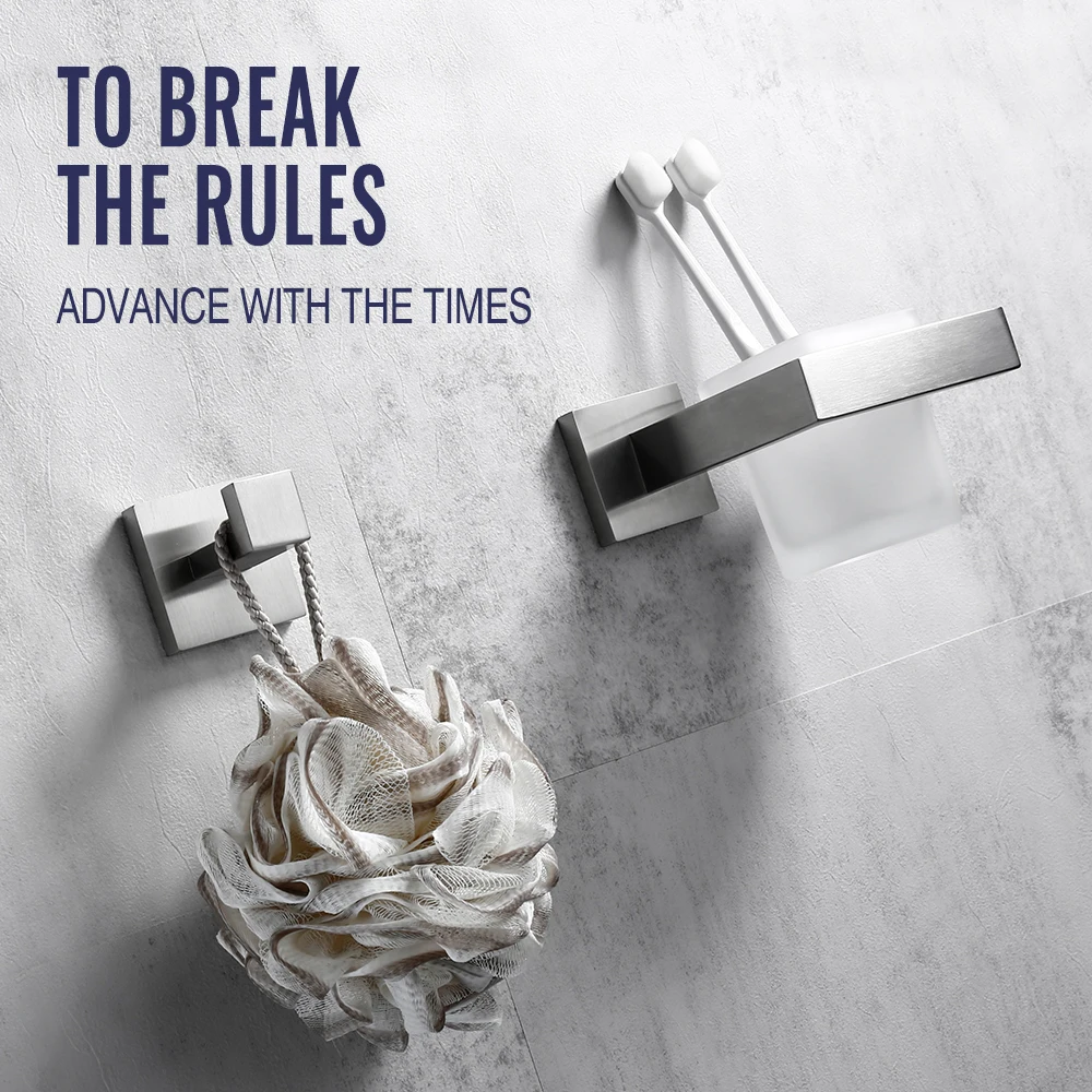 اكسسوارات الحمام مجموعة 304 الفولاذ المقاوم للصدأ منشفة بار مجموعة الملابس مربع هوك حامل المناشف الورقية فرشاة المرحاض جدار مذكرة التفاهم #3