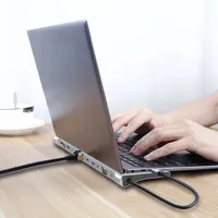 12 - in - 1 Type - C Docking Station for Laptop, 4K, PD, MST Dual Monitor, Dual HDTV, VGA, RJ45, SD TF, MacBook