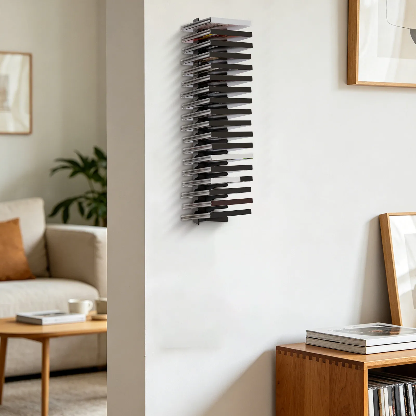Suporte de Parede para CDs - Organizador Vertical que Armazena 100 Discos, Economizando Espaço para CDs, DVDs, Filmes, Músicas e Álbuns em Casa ou no Escritório