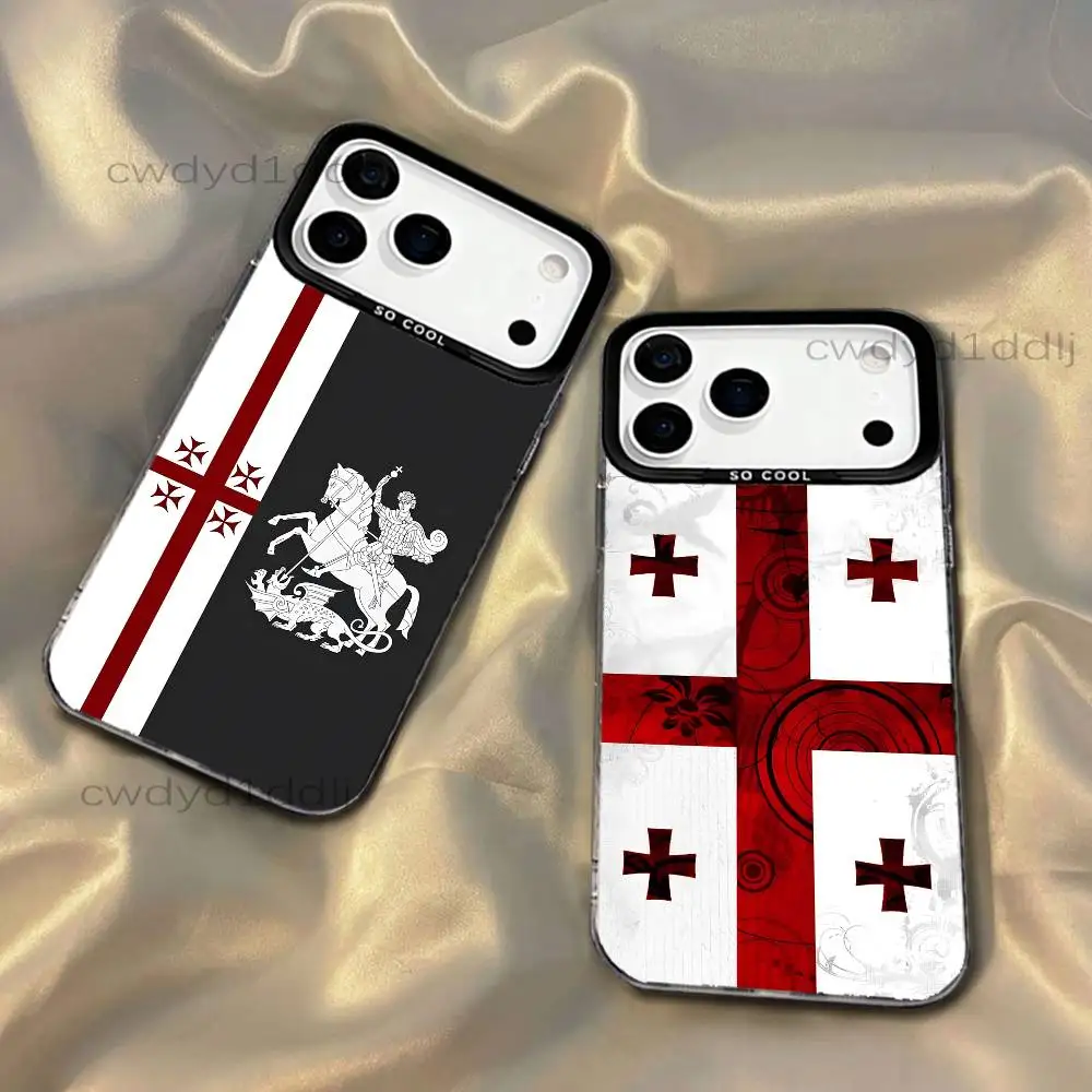 

G-Georgia Flag Phone Case For iPhone 17,16,15,14,13,12,11,X,8,7,Pro,Max,Plus,SE4,Air,Mini IMD Gray Hard Matte
