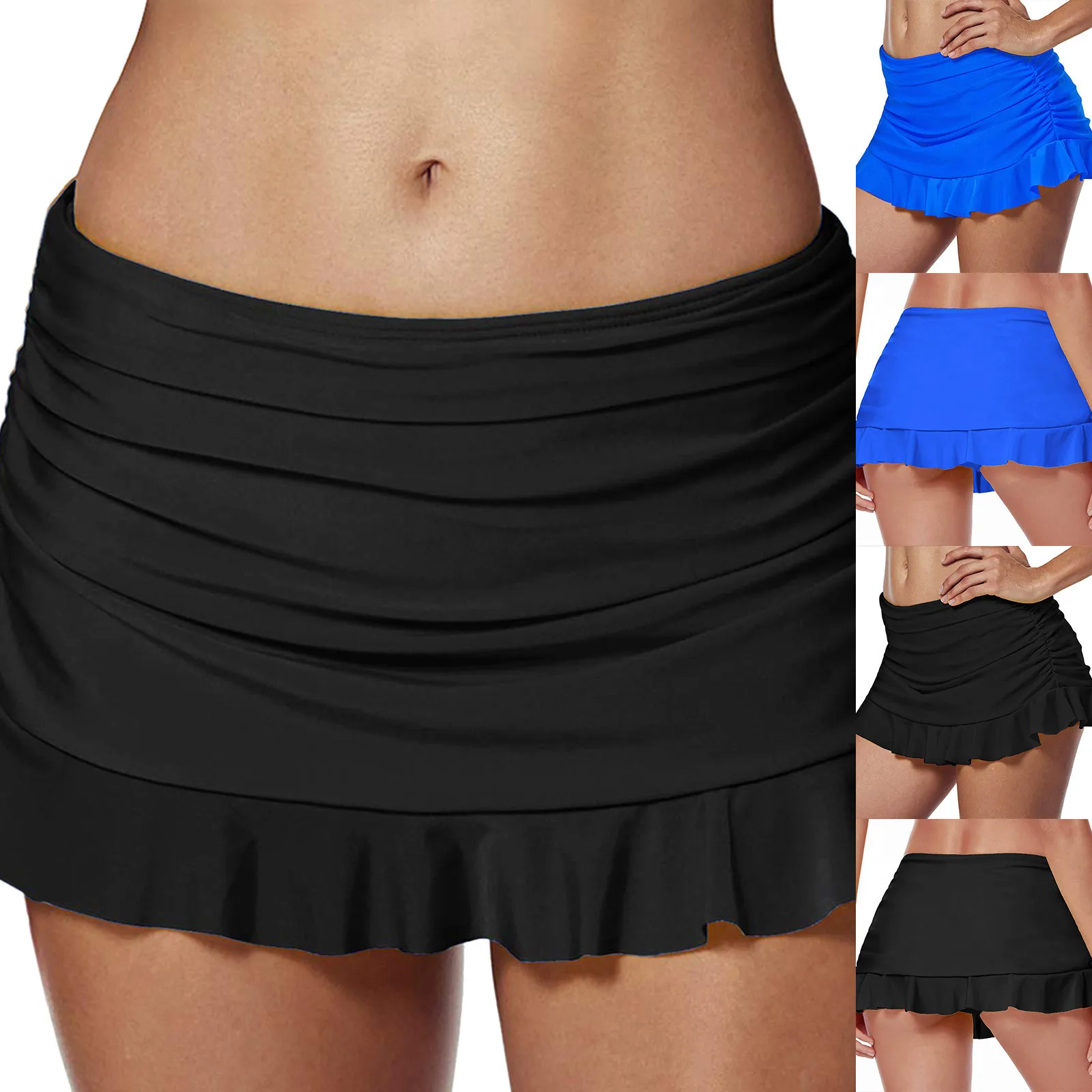 Swim Skirt For Women Bathing Suit Bottoms High Waisted Ruched Skirts Swimsuits With Built In Brief Skirt Female Clothing 2024