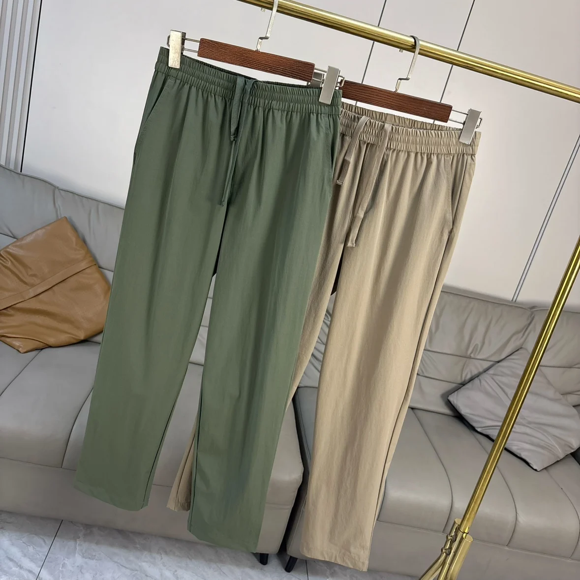 

Lightweight Qui-Dry Breathable Outdoor Men's Straight Leg Casual Pants Elastic Waist Pure Color Spring Summer Faion Ci ...