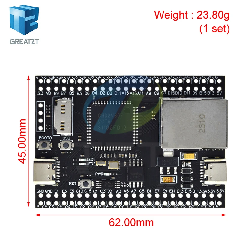 CH32V307VCT6 Development Board RISC-V Core Support RT-Thread Onboard 32-bit RISCV Controllers Support RT-Threads For Arduino