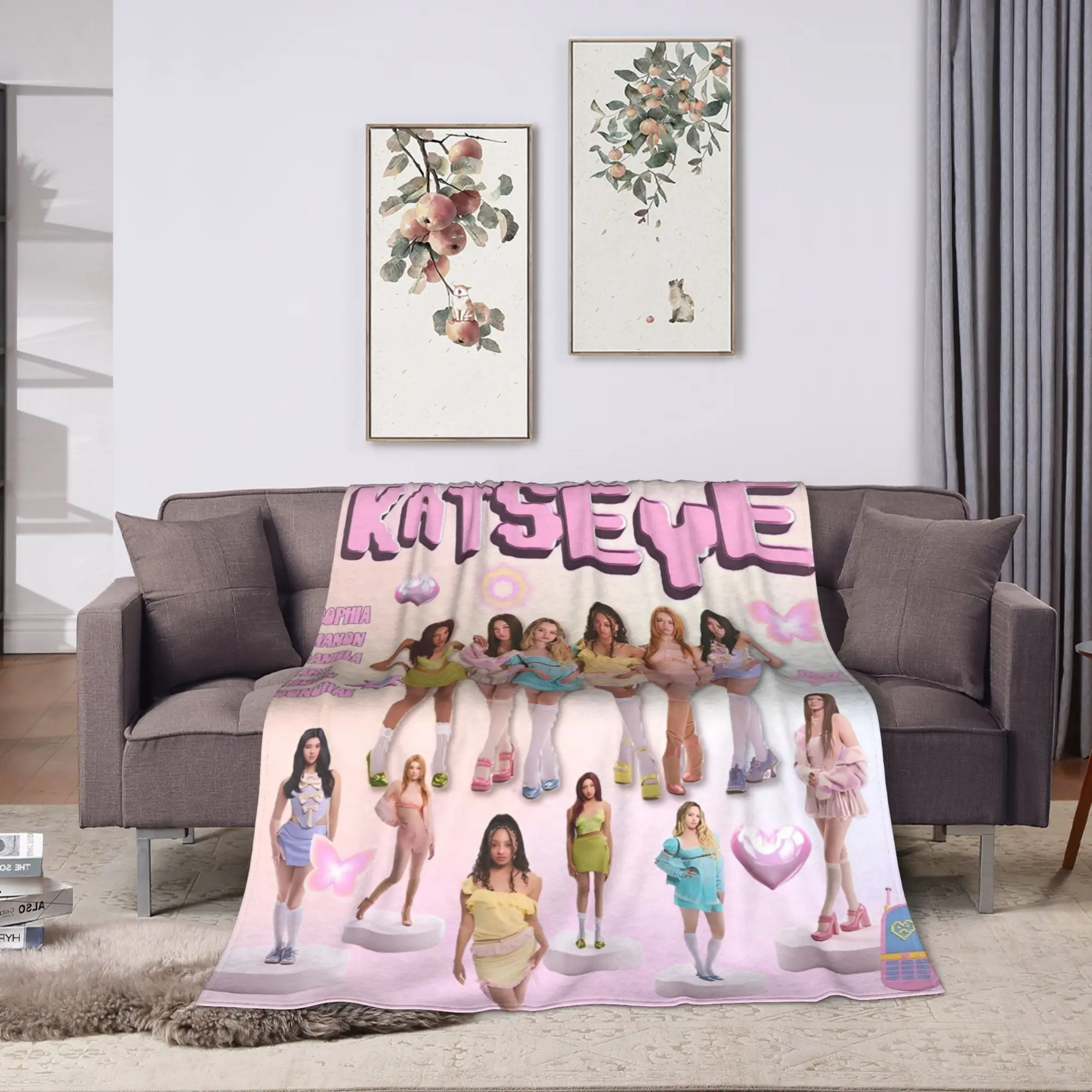 Korean KATSEYE Gnarly Blankets Coral Fleece Plush All Season  Portable Warm Throw Blankets for Bedding Bedroom Plush Thin Quilt