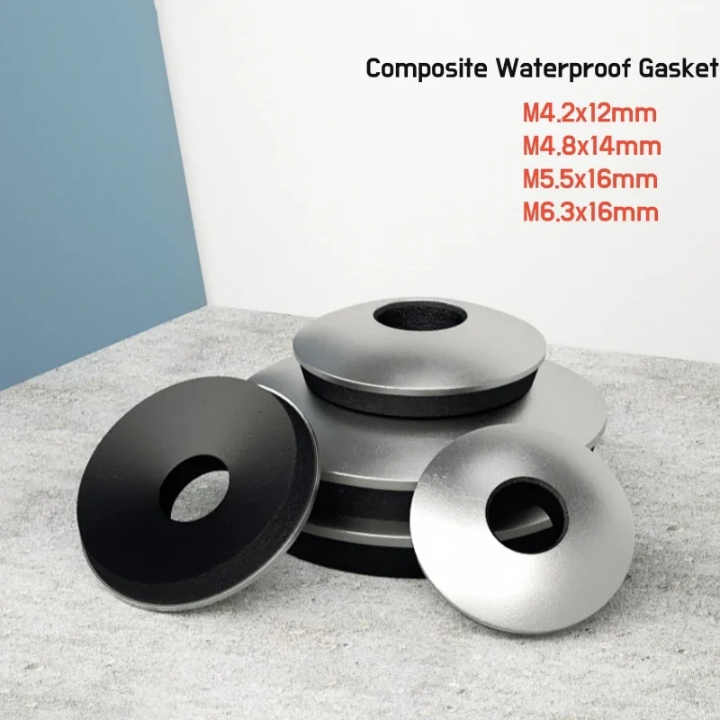 EPDM Rubber Waterproof Dustproof Compound Gaskets M4.2M4.8M5.5M6.3 Non-slip Gasket 304 Stainless Steel Drill Tail Screw Gasket