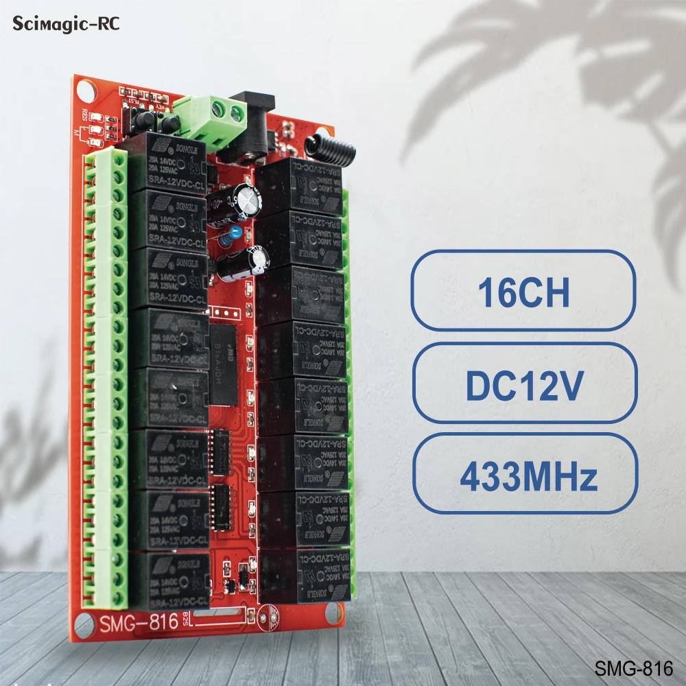 Imagem -02 - Interruptor sem Fio para Controle de Luz com Relés Placa de Relé 433mhz rf 16 Canais 12v 24v