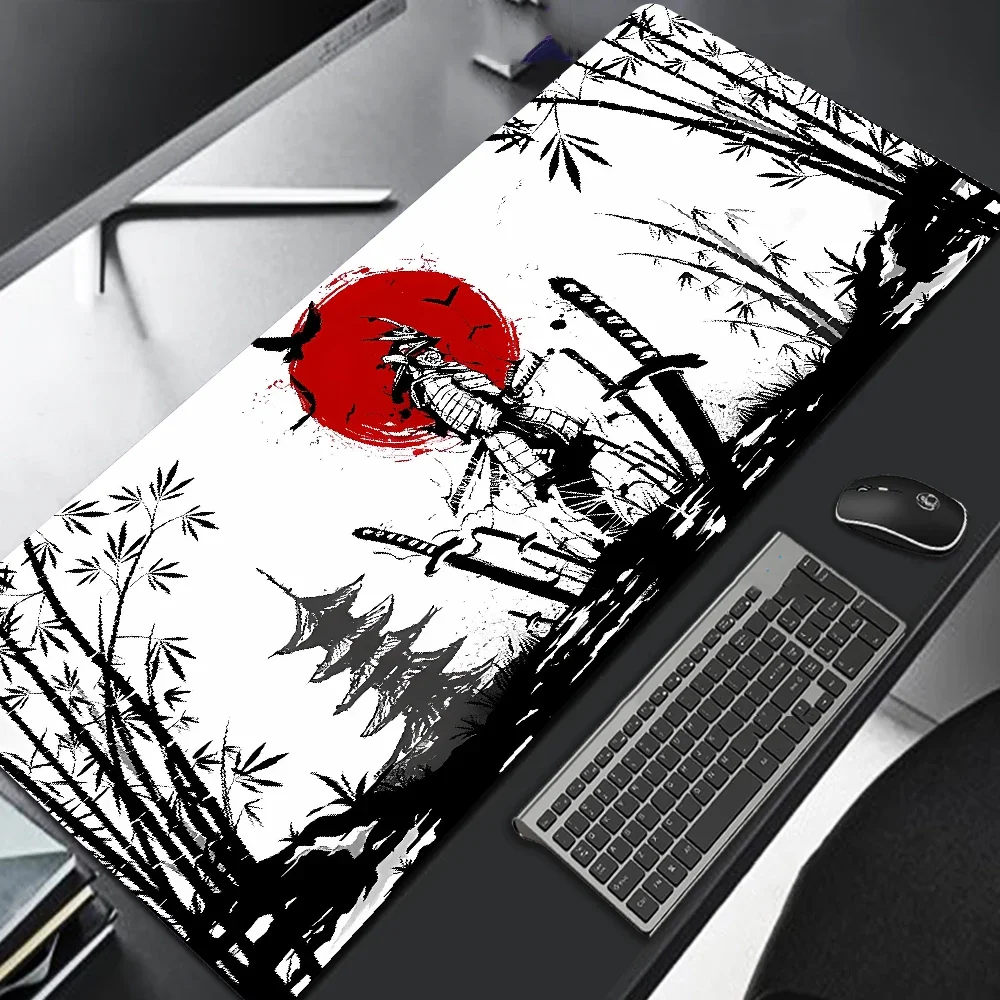 

Samurai Warrior Mouse Pad Gamer Computer Accessories Keyboard Table Mat Black Mousepad Company Gaming Laptop Desk Accessory Pc