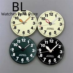 BLIGER 29mm Classic Pilot Style Watch Dial With Hands Set Black Cream Dial Arabic Numerals Green Luminous Fit NH35 NH36 Movement