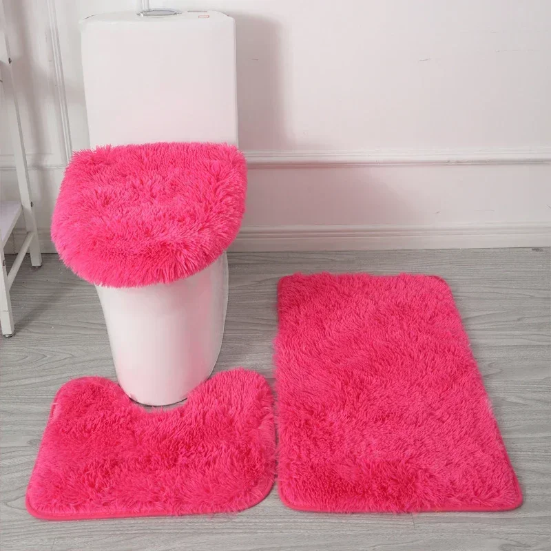 

Plush Floor Carpet Toilet Floor Mat 3PCS/Set Bathroom Non Slip Floor Mat Set Home Decor Carpet Toilet Mats Bathroom Mats