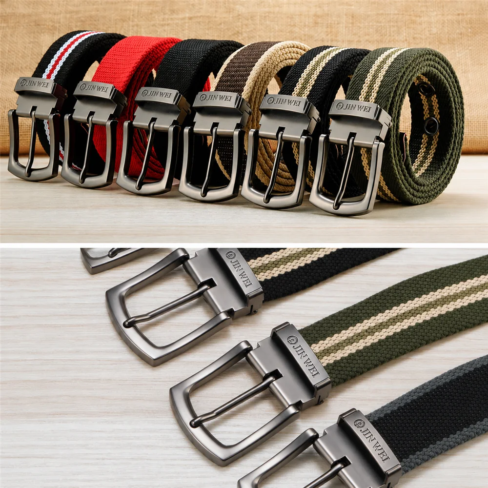 Plus Size 130 140 150 160 cm Canvas Military Tactical Belt Man Alloy Pin Buckle Stripe Jeans Belts High Quality Outdoor Belts