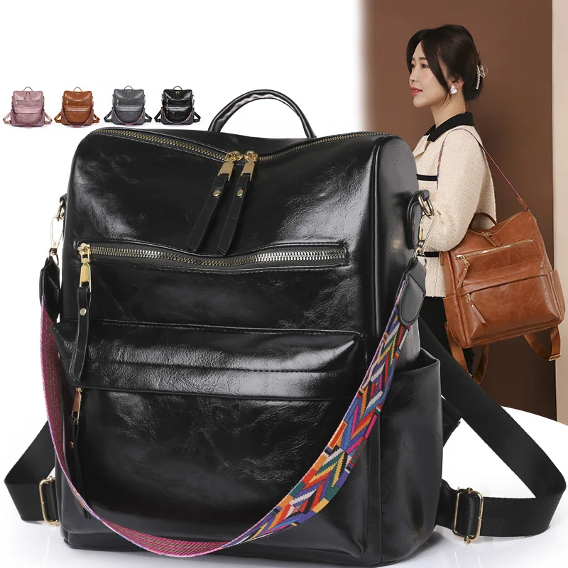 New Women\'s Fashion Backpack Purses Wholesale Multipurpose Design Handbags and Shoulder Bag PU Leather Travel bag