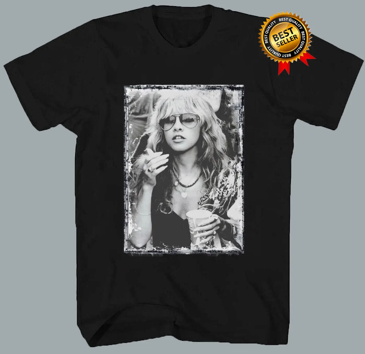 

Vintage Stevie Nicks T-Shirt Short Sleeve Black Size S-3XL Gift For Fans HA1306