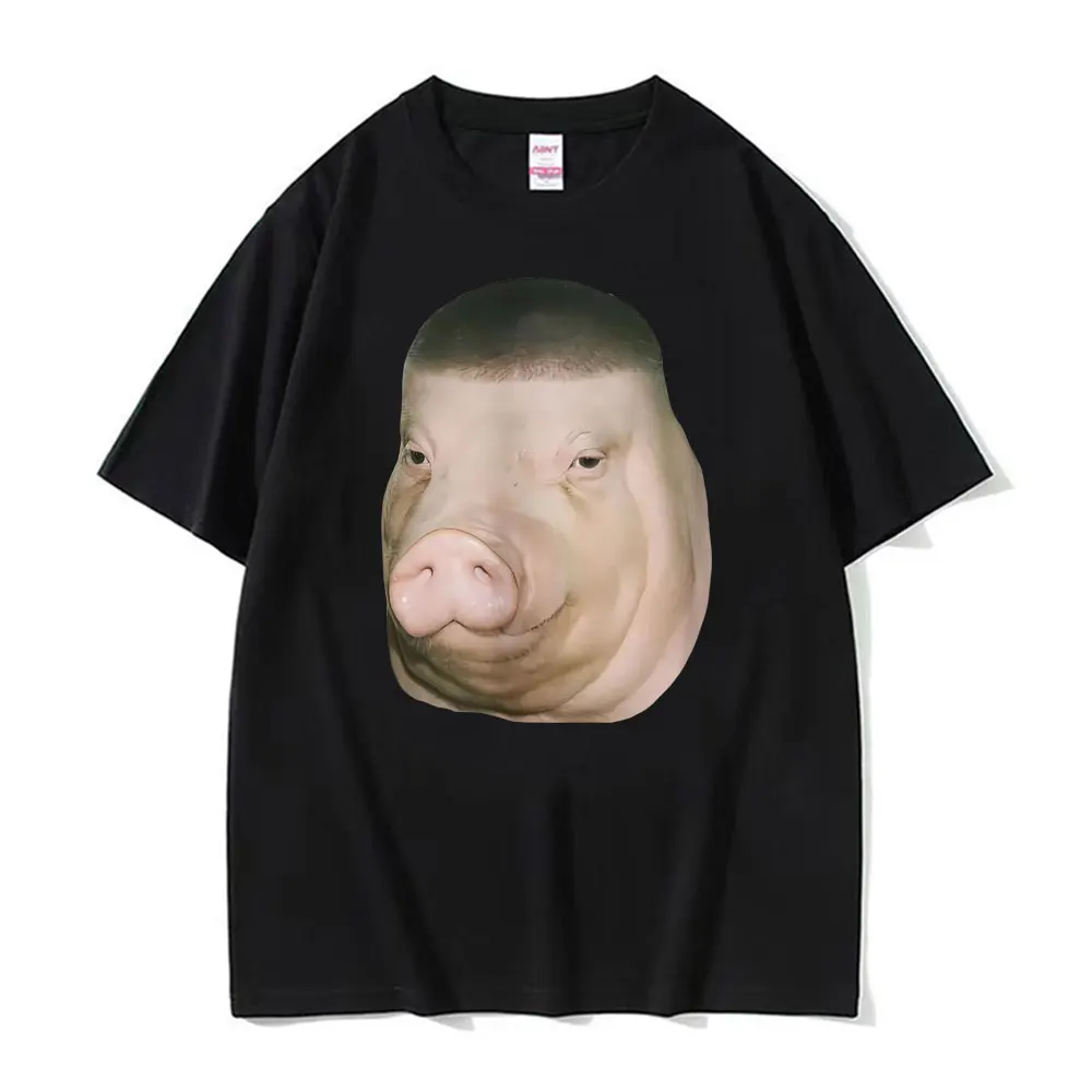Wigger Pig Fade Buzz Haircut Funny Meme T Shirts Men's Clothing Retro Humor T-shirt Unisex Oversized Loose 100% Cotton Tee Shirt