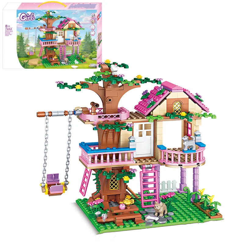 City Summer Holiday Villa Princess Castle Building Blocks Tree House Summer Holiday Seaside Villa Building Blocks Sets DIY Toys