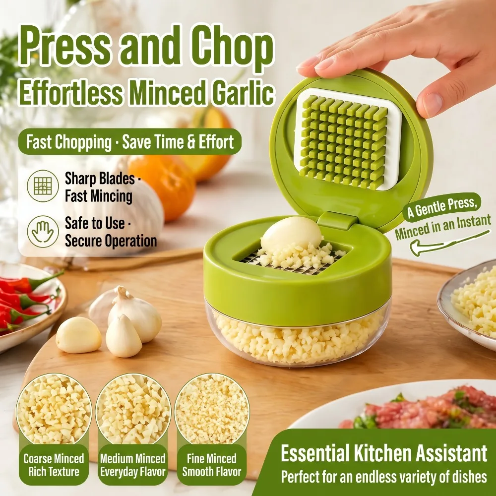 1pc Garlic Press, Spice Grater, Garlic Masher, Stainless Steel Garlic Press, Garlic Puree Press, Mini Garlic Chopper