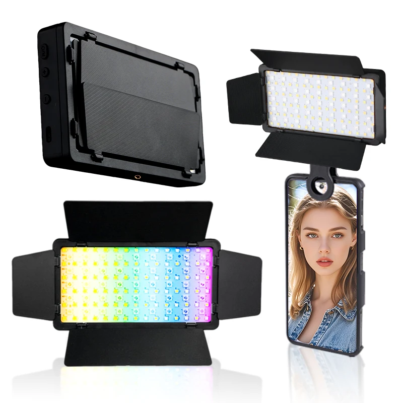 ضوء لوحة LED، 29 تأثير RGB + 3 درجات حرارة ألوان، قابل لإعادة الشحن بقدرة 2000 مللي أمبير في الساعة، حامل 1/4 بوصة، تصميم مشبك للعيش، المسرح، مدونة الفيديو، الصورة #1