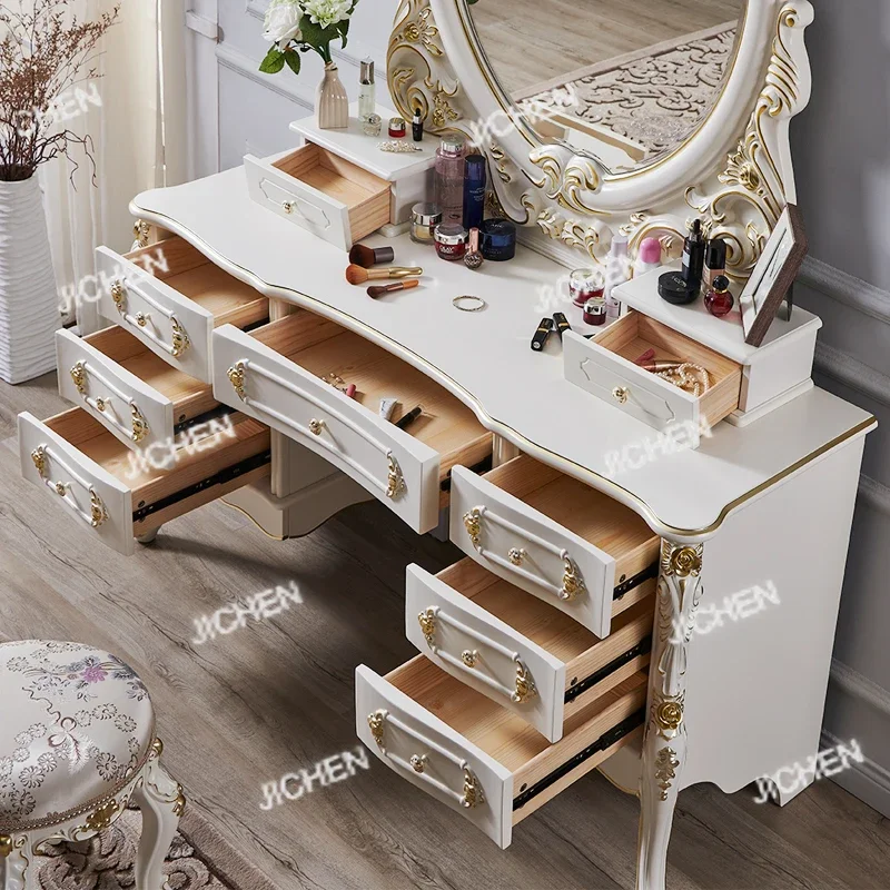 

HZ Eurooppalainen Tyyli Massiivinen Puu Pukeutumishuone Makuuhuone Valkoinen Prinsessa Pukeutumispöytä Ylellisyys Kokoonpano Puk