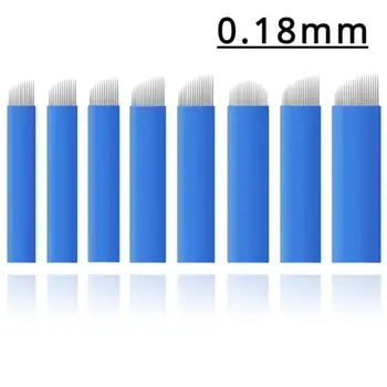 50/20 sztuk w pudełku Microblading 0.18mm Tebori ostrza igły, igły do ​​tatuażu igły do ​​makijażu permanentnego, ręczne ostrza do brwi