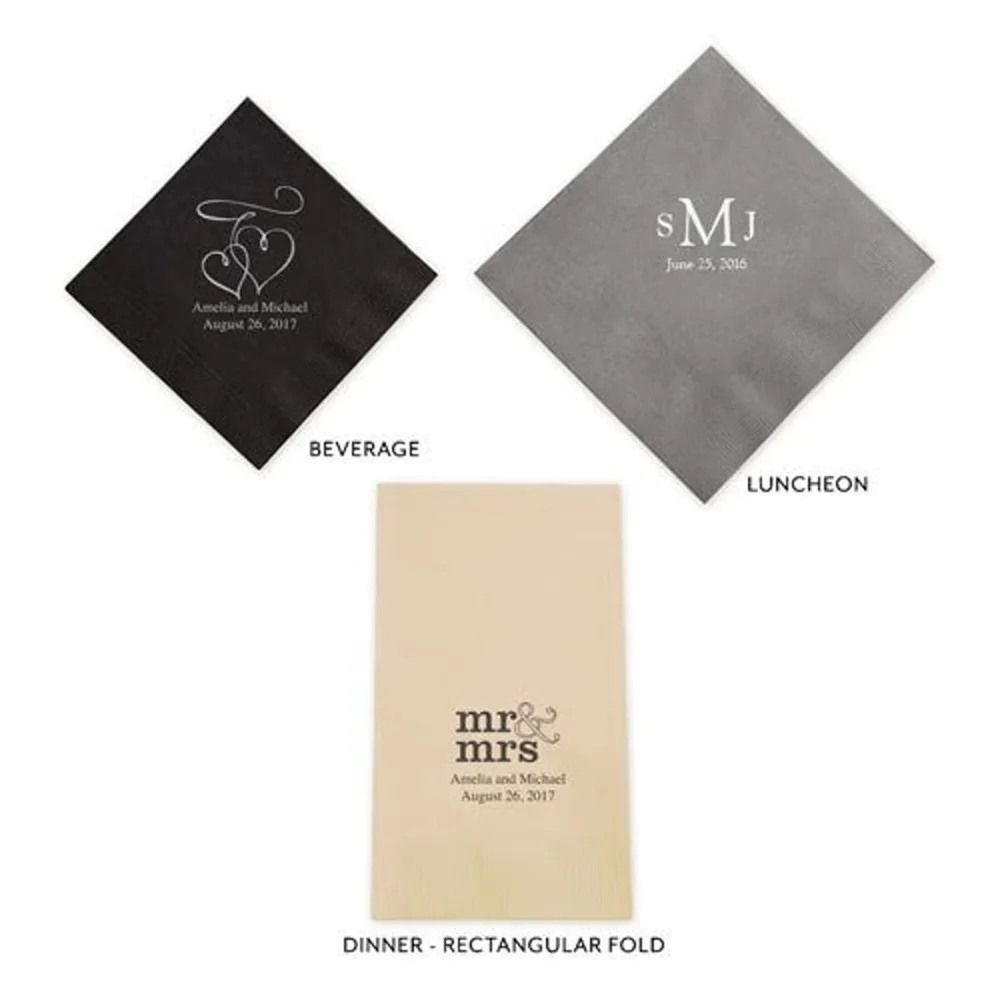 50PCS Party Our Tails Off Personalized Printed Wedding Napkins - 3 Sizes / Multiple Colors