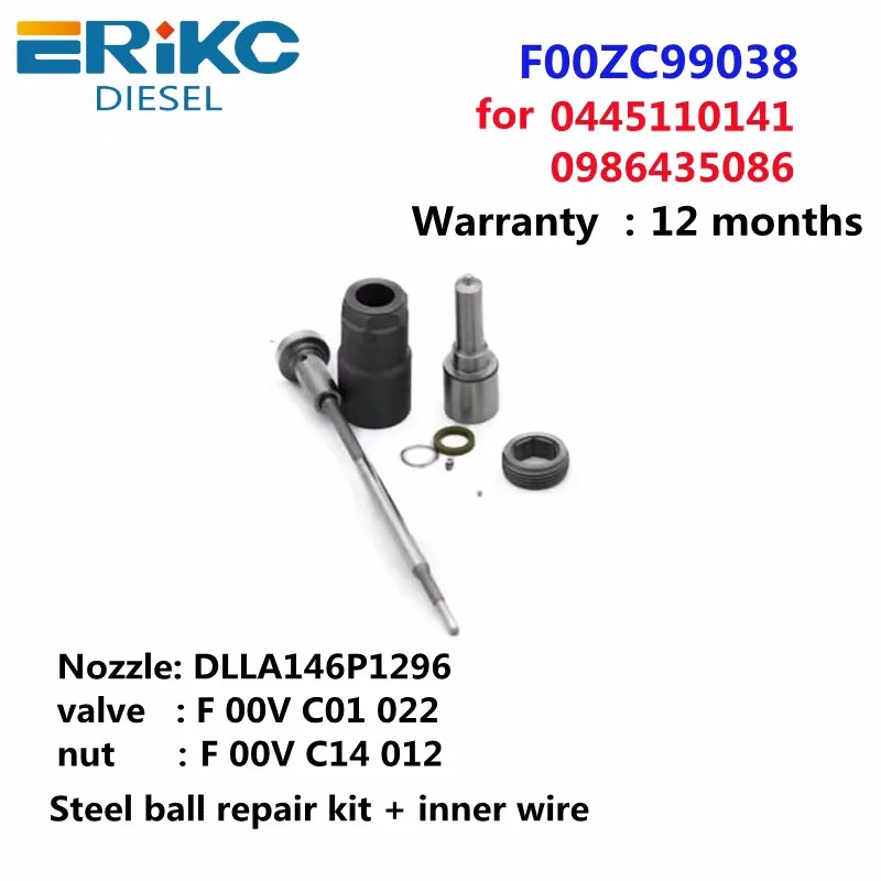 

F00ZC99038 Injector Overhaul Kits NOZZLE DLLA146P1296 VALVE F00VC01022 NUT F00VC14010 FOR 0445110141