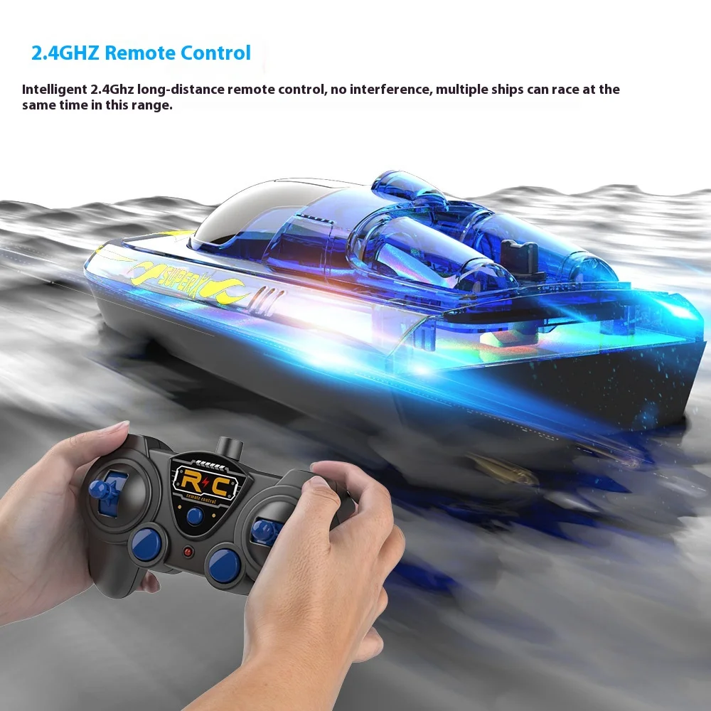 Mini Rc Boot 15 Km/h Met Cool Led Licht Model Elektrische Race Speedboot Waterdicht Speelgoed Voor Kinderen Jongens Gebruik Tijd 60 Minuten