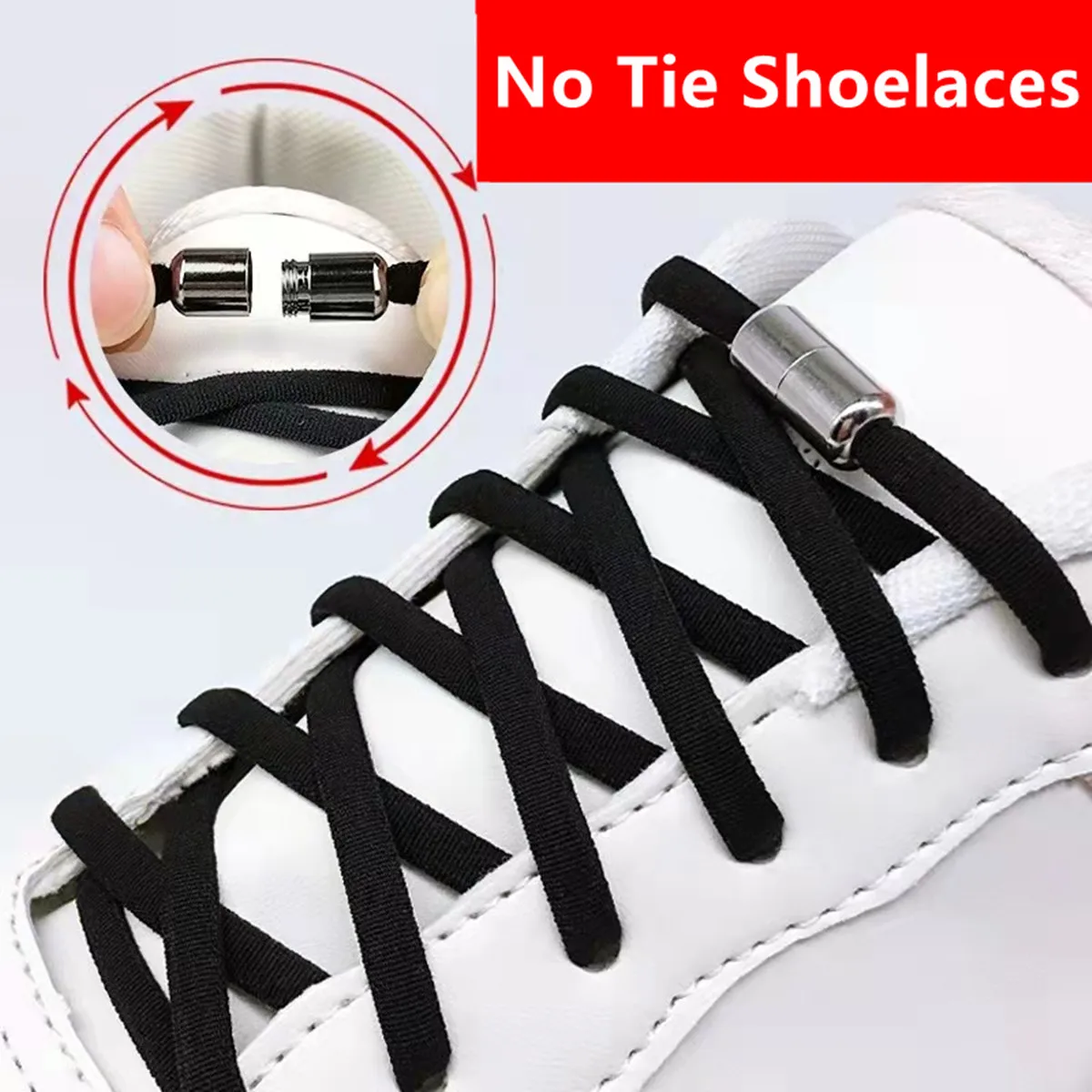 

New Elastic No Tie Shoelaces Semicircle Shoe Laces For Kids and Adult Sneakers Shoelace Quick Lazy Metal Lock Laces Shoe Strings