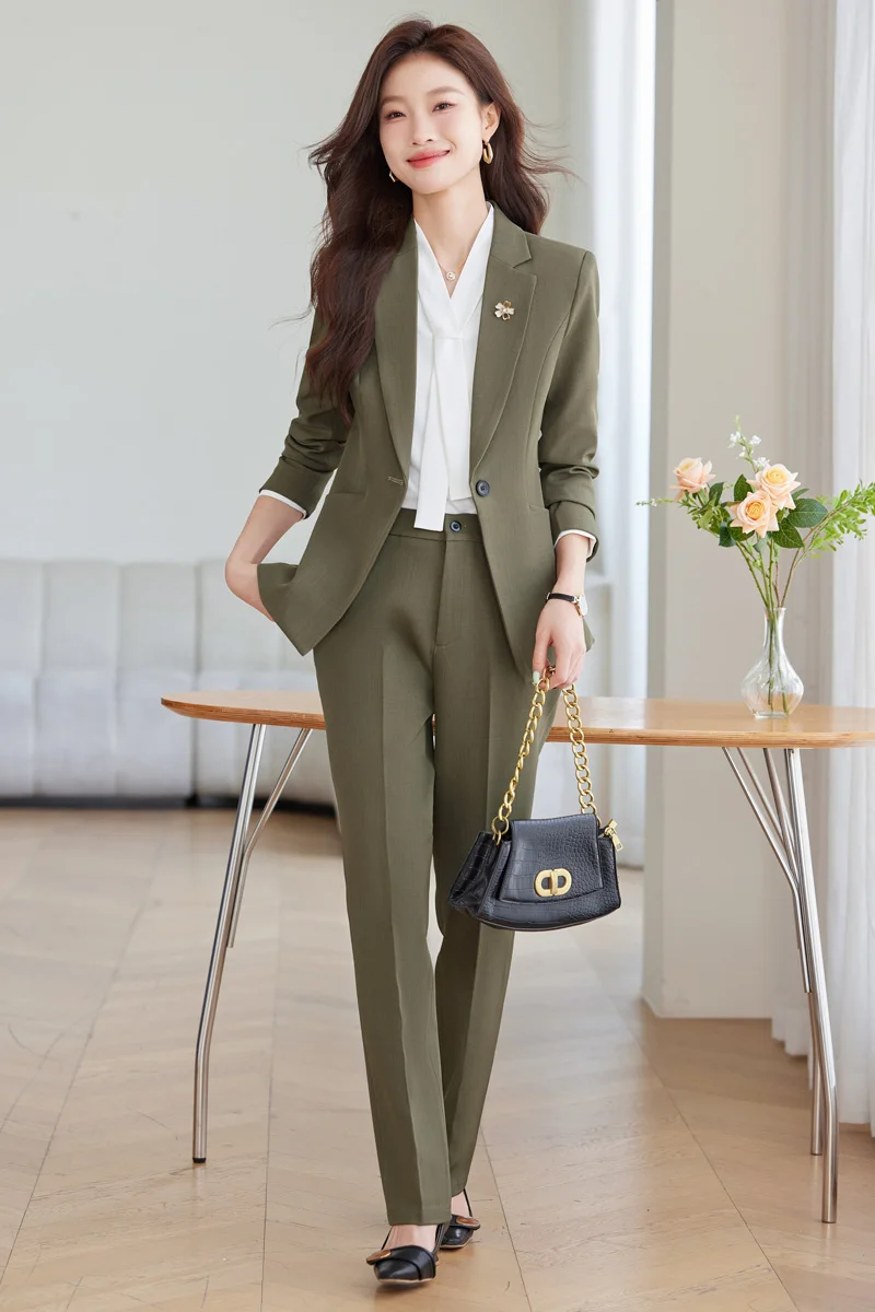AIyssa2026 Professional Womens Autumn and Winter New Two-Piece Long-Sleeved Suit + Trousers. Fashion Boutique Suit