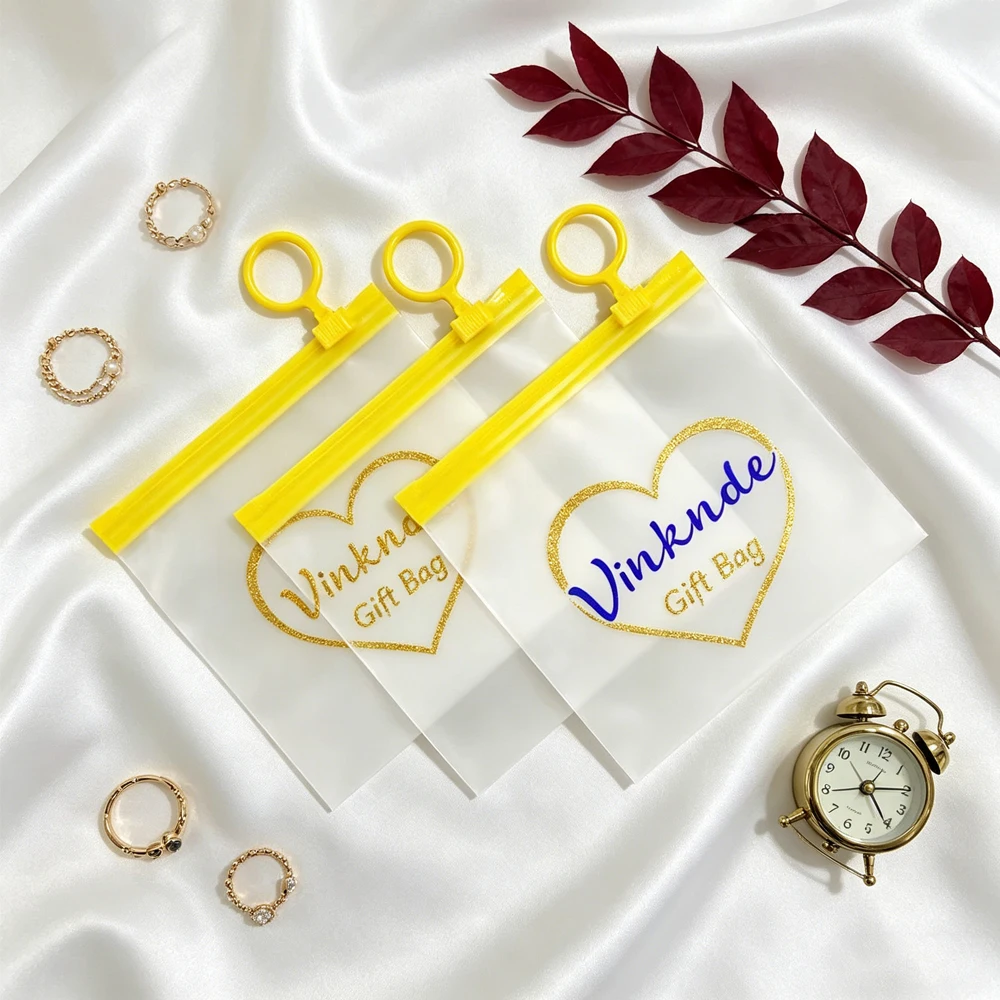 

50pcs Custom Logo Jewelry Packaging Bag PE/EVA Zipper Bags Waterproof Durable PVC Pouch For Ring Earrings Necklace Brooch Oil