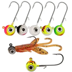 Haczyki wędkarskie Big Eyes Jig Head z haczykiem Mustad 1.8g 3.5g 5g 7g 10g Haczyk wędkarski do miękkiego robaka Zestaw do samodzielnego montażu