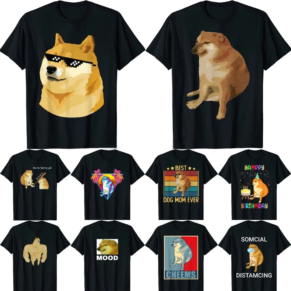 Meme Balltze Cheems RIP Grpahic T Shirt for Men Clothing Funny 3D Doge Fans T-shirts Fashion Streetwear Casual Unisex Kids Tops