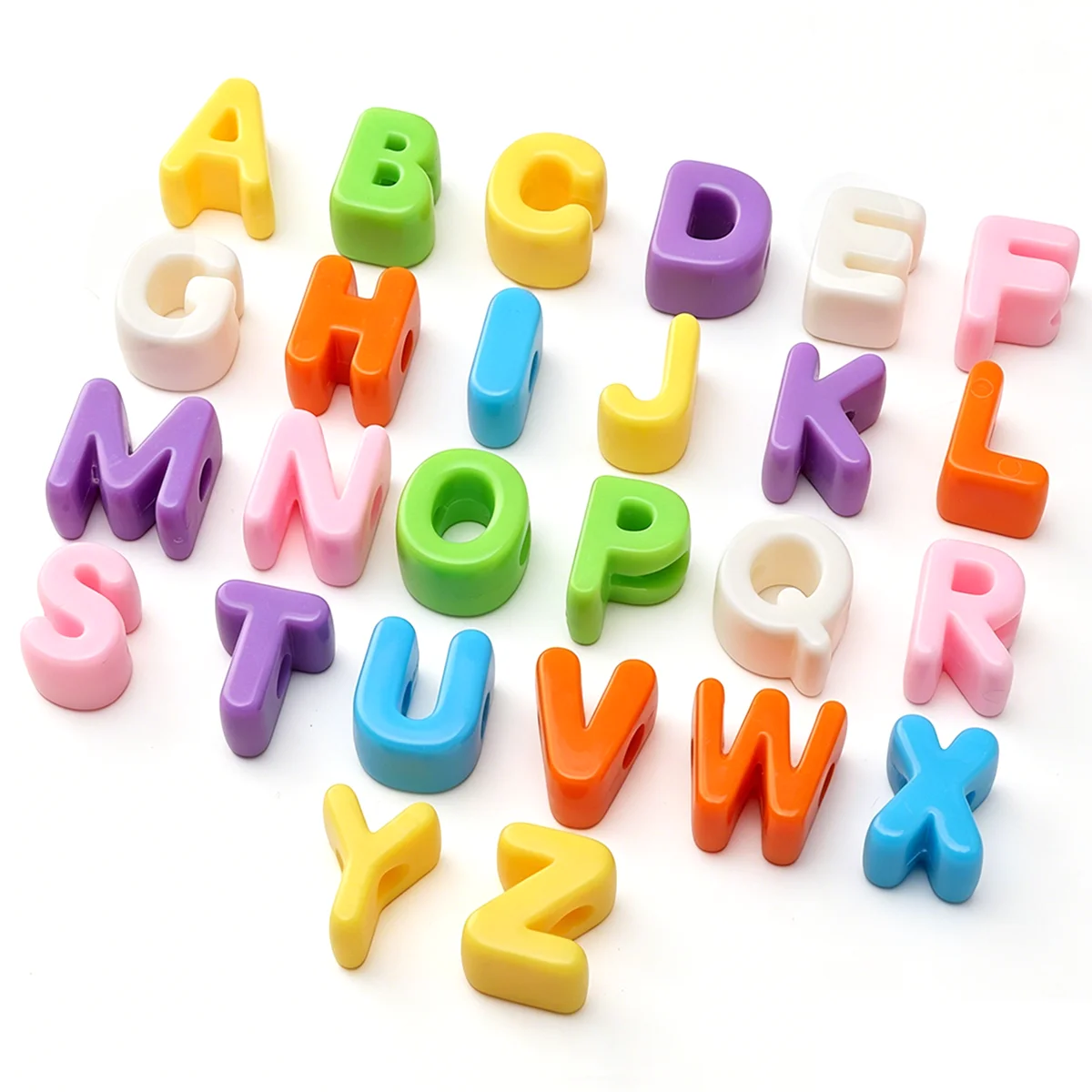 20 Stück mehrfarbige Acryl-Buchstabenperlen mit großem Loch, lose Spacer-Perlen für DIY-Schmuckherstellung, Armbänder, Telefon- und Bastelzubehör – Detail 5