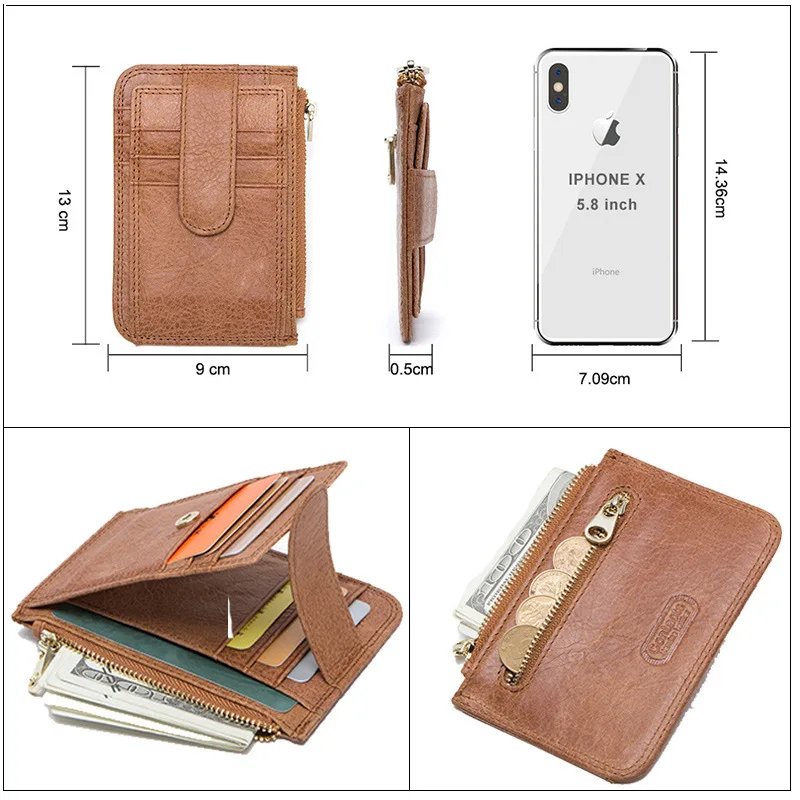 New Fashionable Leisure True Pickup Bag Card Cover Multi Functional Buckle Zipper Ultra Thin Small Wallet Purse Womens Card Bag