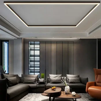 모던 롱 스트립 표면 장착 미니멀리스트 천장 조명, 블랙, 화이트, 골드, 통로, 발코니, 침실, 다이닝 룸, LED 실내 램프 