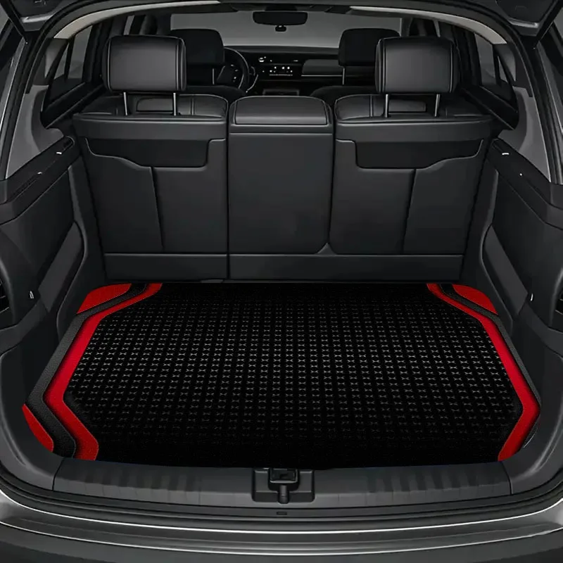 1PC Black and Red Printed Car Trunk Mat, Outdoor Dining Mat Universal Size Car Truck SUV Keep The Vehicle Clean 75CM * 100CM