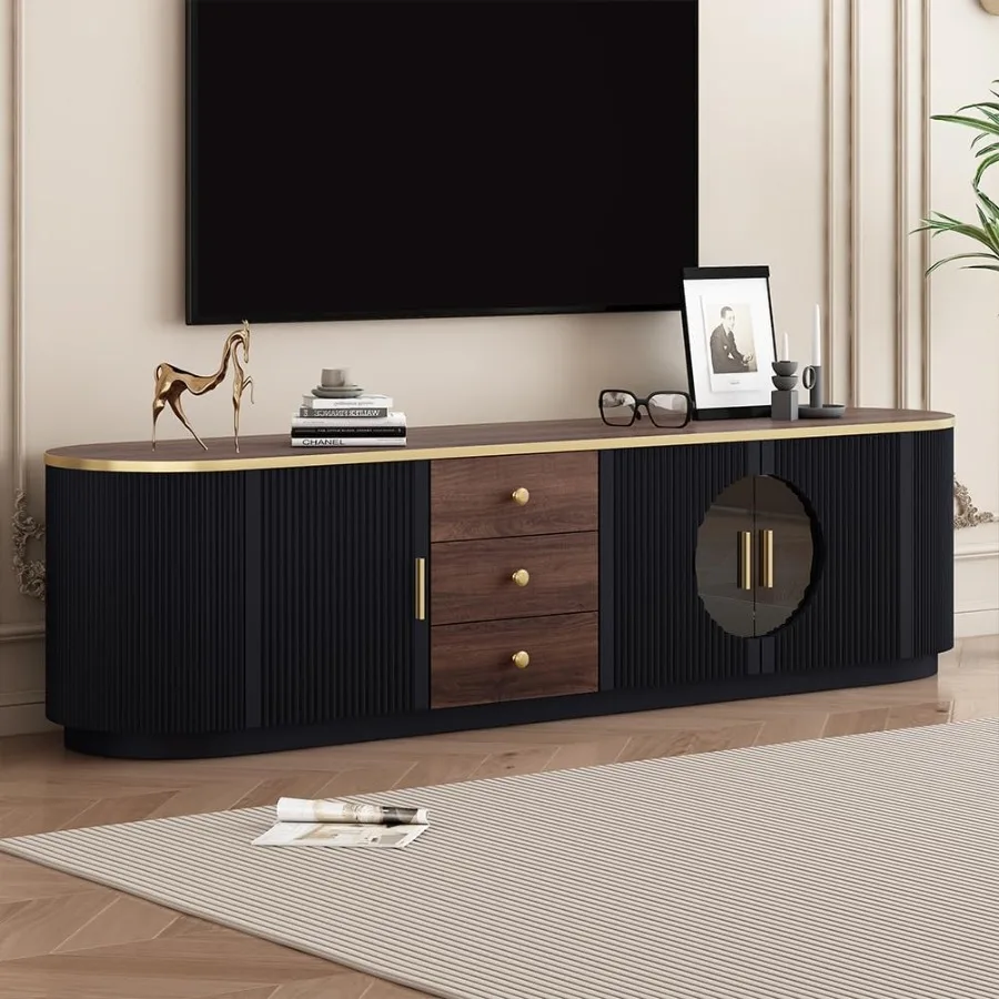 

70,8 рифленая подставка под телевизор для гостиной, современный развлекательный центр с ящиками для хранения, медиа-телевизор, телевизионный стол с дверцами Cabi