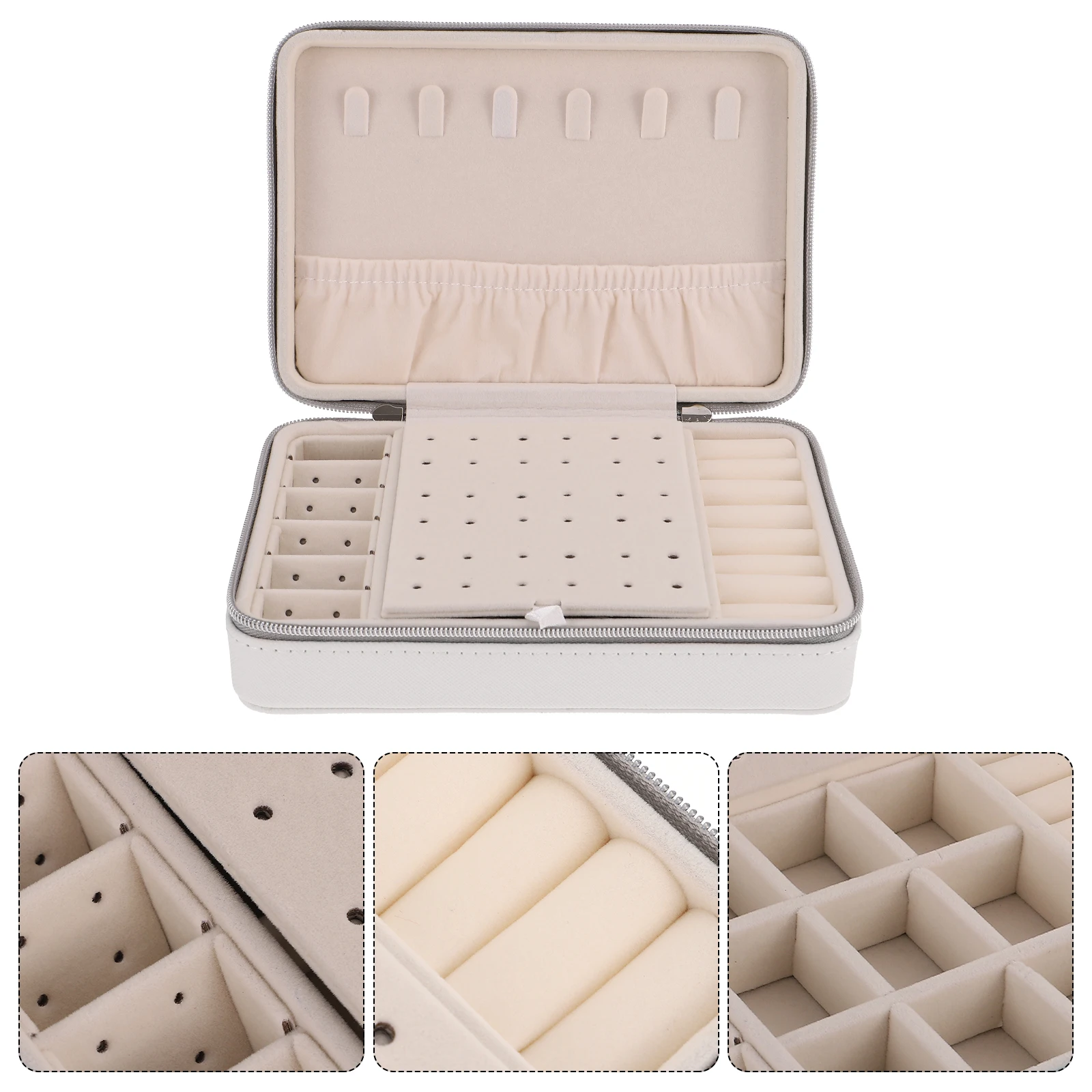 

Premium For Capacity Travel Organizer Ring Watch Necklace Storage Jewelry Boxes Case Travel Jewelry Ring Organizer Box