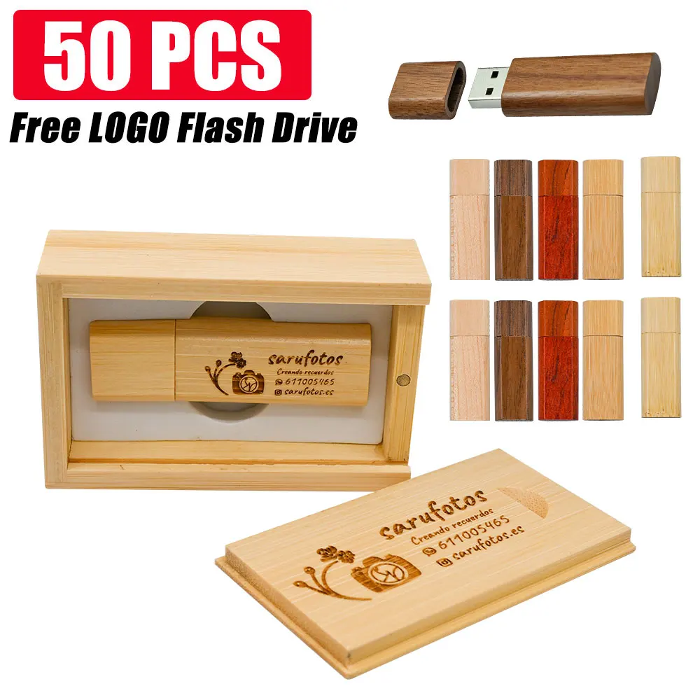 50pcs/lot 2.0 Wooden Personality Creative Gift LOGO Customize Wood USB Flash Drive U Disk Pendrive 4GB 32GB 64GB Laser Engraving