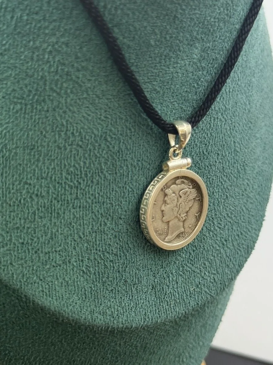 pure-silver-pendant-frame-for-old-silver-foreign-coins-10-points-mercury-messenger-without-coin-original-design-jewelry-acces