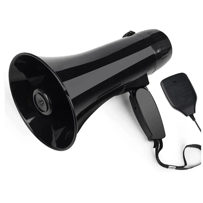 

35 Watt Power Portable Megaphone Speaker PA Bullhorn With Detachable Handheld Microphone Built-In Siren Black