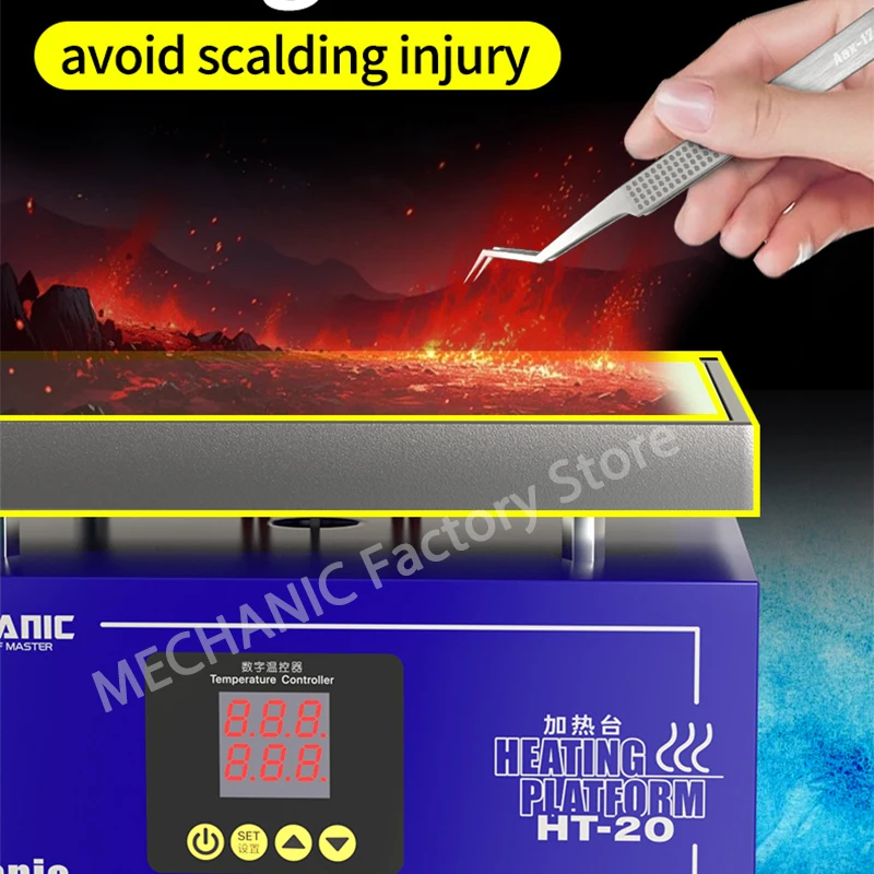 MECHANIC HT-20 Heating Table Intelligent Constant Temperature Double Digital Display for Repair Mobile Phone PCB Heat Platform