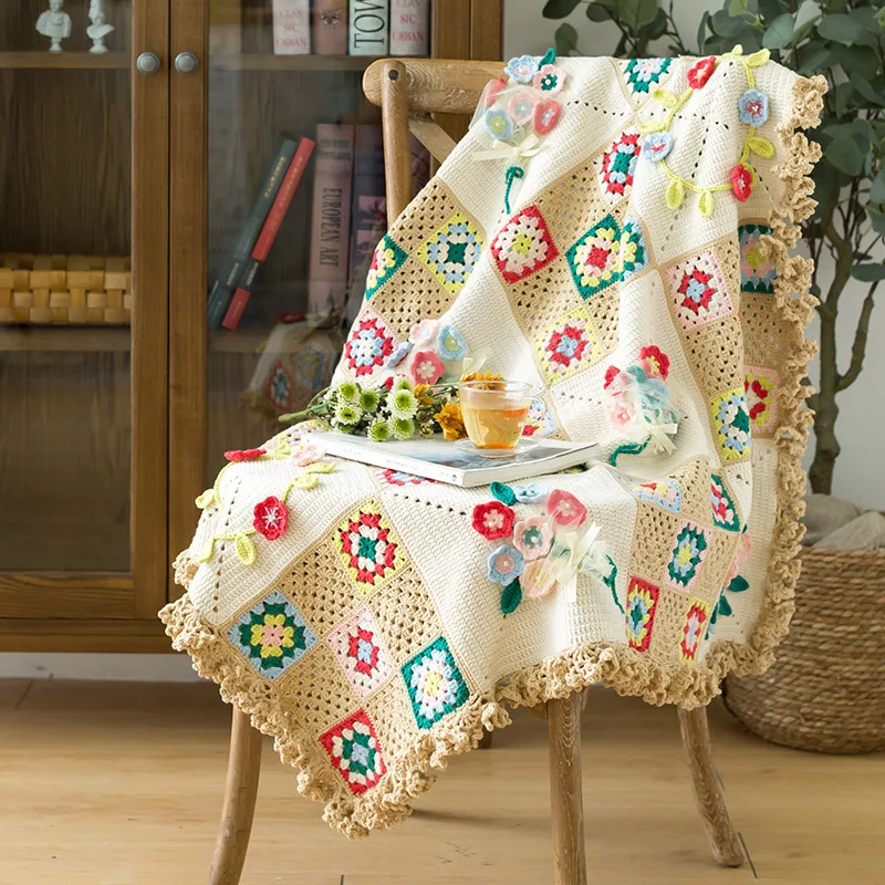 Susan's Family DIY Crochet Kit Flower Garland Patchwork Blanket Materials Package Crochet Blanket Kit Handmade Supplies