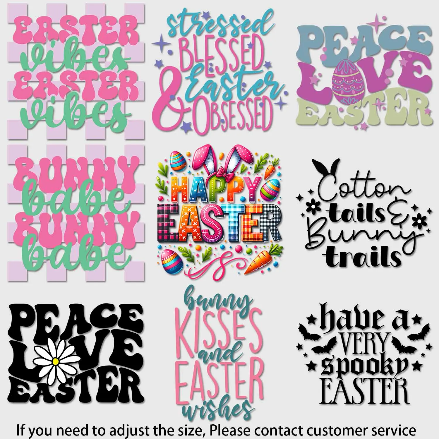 Iron-on Decal Playful Cartoon Easter Stickers Versatile style Simpple Text Patch for Clothes highfirmness  Perfect for DIY Gift