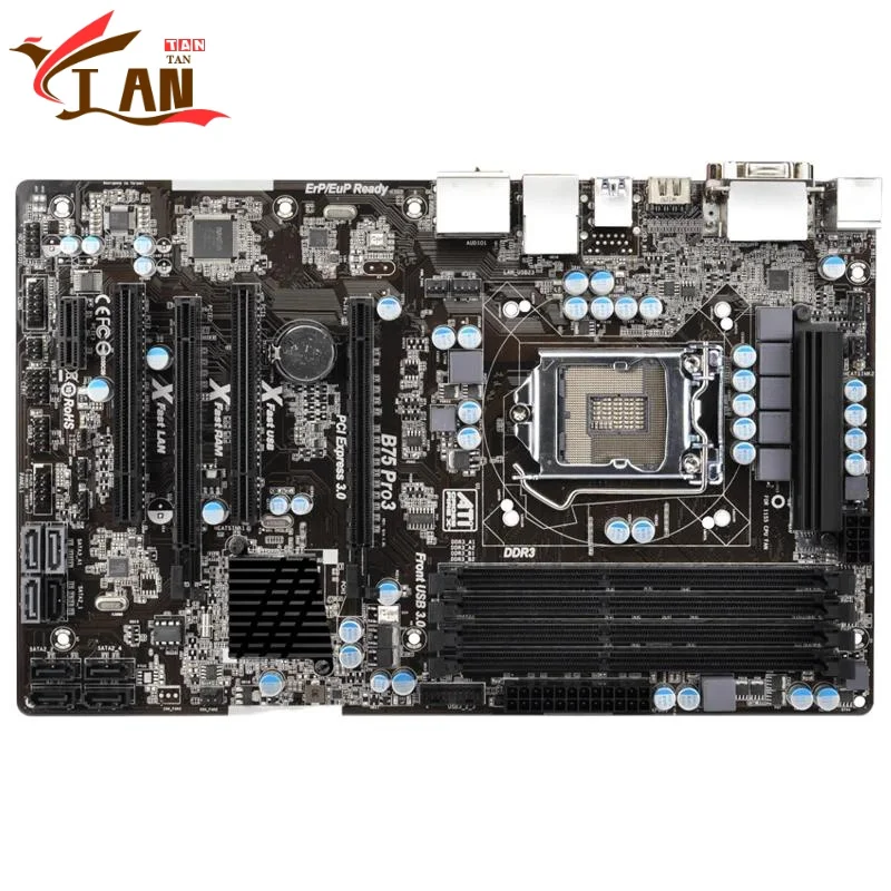 

For Asrock B75 Pro3 Motherboard 32GB 2*PCI LGA 1155 I3 I5 I7 CPU DDR3 ATX B75 Mainboard 100% Tested Fully Work TAN