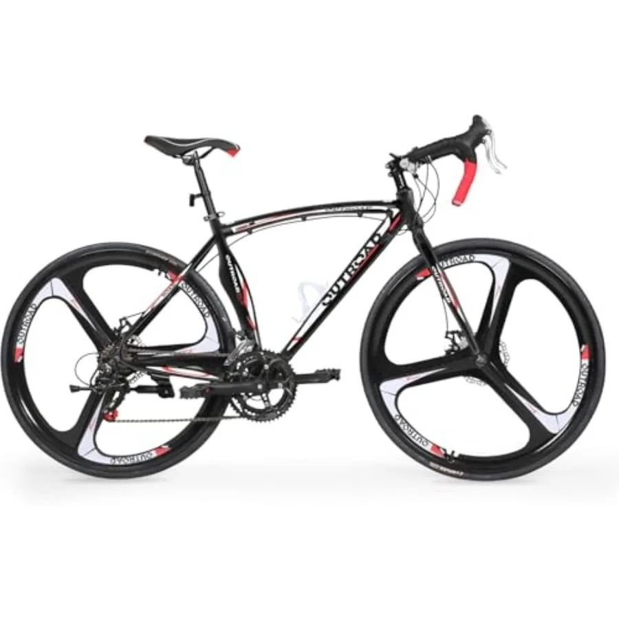 

Road Bike for commuting with light aluminum alloy frame, 14-21 speed, 700C wheel, dual disc/V brakes, available in black, white