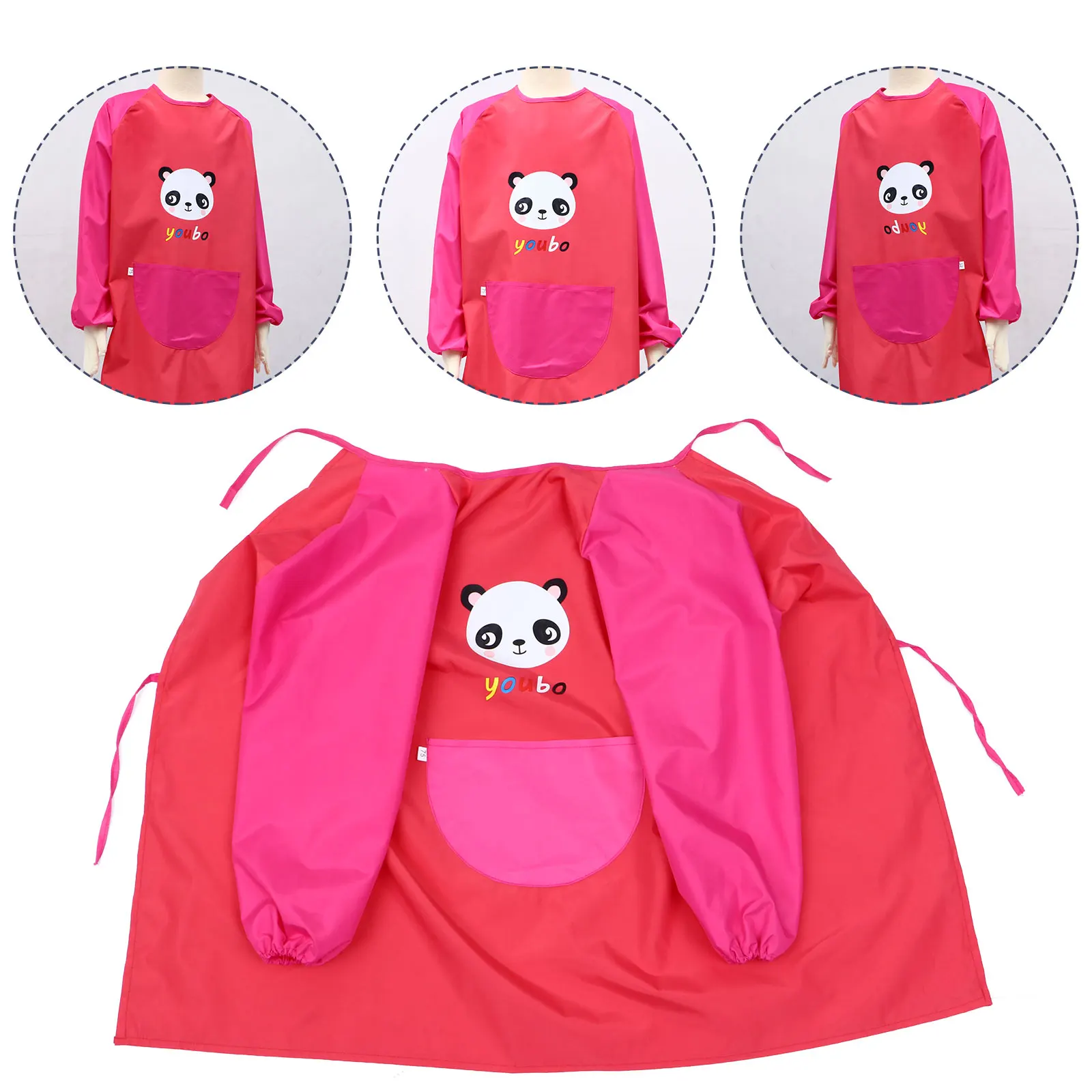 

1pc Waterproof Apron High Density Material Baby Smock Eating Feeding Bib Children Polyester Adjustable Band Breathable Storage