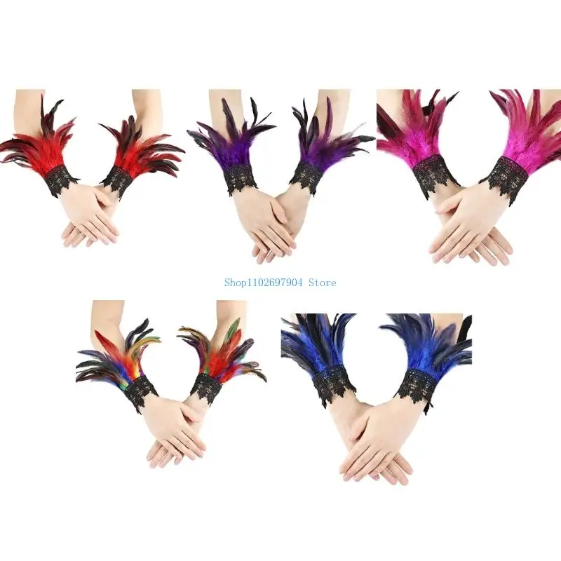 N7YF الأزياء ريشة المختنق قلادة الدانتيل ريشة قلادة طوق الرقبة طوق زي هالوين تنكري المجوهرات الفيكتوري