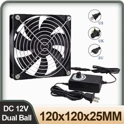 Gdstime 120mm x 25mm 110V 220V AC zasilany wentylator z regulatorem prędkości 3V do 12V dla odbiornika Xbox DVR Playstation Component Cooler