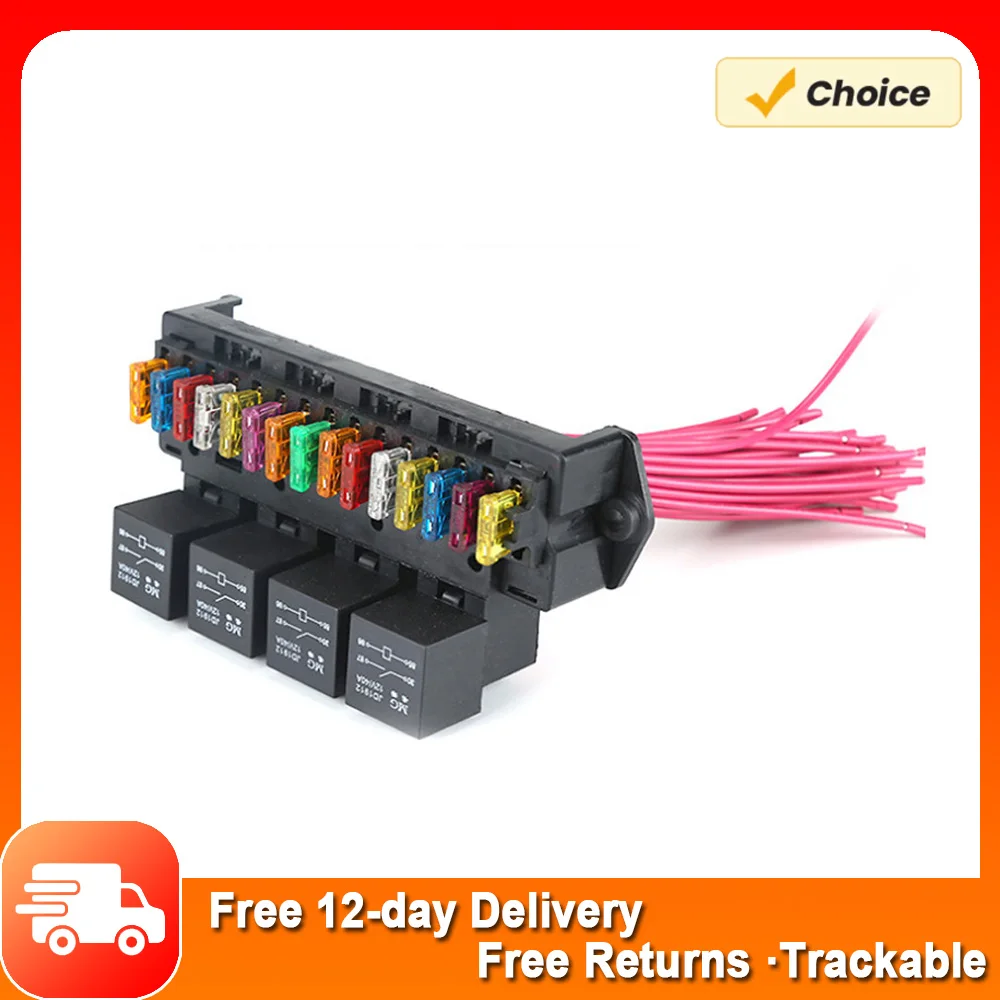 12 V Car Fuse Box 15-way Wire Fuse Block Box Multi-circuit Control Box Car Wire Fuse Holder with Relay Fuse Box